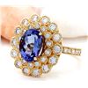 Image 2 : 5.49 CTW Natural Tanzanite 18K Solid Yellow Gold Diamond Ring
