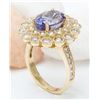 Image 4 : 5.49 CTW Natural Tanzanite 18K Solid Yellow Gold Diamond Ring