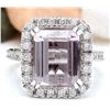 Image 1 : 9.04 CTW Natural Kunzite 18K Solid White Gold Diamond Ring