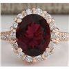 Image 1 : 5.50 CTW Natural Pink Red Tourmaline And Diamond Ring 18K Solid Rose Gold