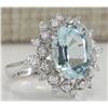 Image 2 : 4.48 CTW Natural Aquamarine And Diamond Ring In 18K Solid White Gold