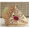 Image 2 : 7.71 CTW Natural Opal And Diamond Ring In 18K Solid Yellow Gold