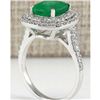 Image 3 : 3.74 CTW Natural Emerald And Diamond Ring In 18K White Gold