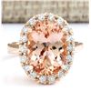 Image 1 : 5.97 CTW Natural Morganite And Diamond Ring In 14k Rose Gold