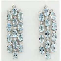 9.95 CTW Aquamarine 14K White Gold Diamond Earrings