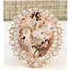 Image 1 : 15.56 CTW Natural Morganite And Diamond Ring In 18K Rose Gold