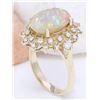 Image 4 : 4.85 CTW Natural Opal 14K Solid Yellow Gold Diamond Ring