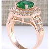 Image 3 : 2.66 CTW Natural Emerald And Diamond Ring In 14k Rose Gold
