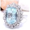 Image 2 : 7.50 CTW Natural Aquamarine 14K Solid White Gold Diamond Ring