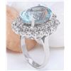 Image 4 : 7.50 CTW Natural Aquamarine 14K Solid White Gold Diamond Ring