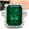 Image 1 : 11.13 CTW Natural Emerald 18K Solid White Gold Diamond Ring