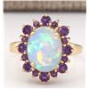 Image 1 : 4.51 CTW Natural Opal And Amethyst Ring In 18K Yellow Gold