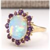 Image 2 : 4.51 CTW Natural Opal And Amethyst Ring In 18K Yellow Gold