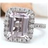 Image 2 : 9.04 CTW Natural Kunzite 14K Solid White Gold Diamond Ring