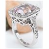 Image 5 : 9.04 CTW Natural Kunzite 14K Solid White Gold Diamond Ring