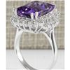 Image 3 : 7.50 CTW Natural Amethyst And Diamond Ring In 14K White Gold