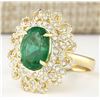 Image 2 : 5.16 CTW Natural Emerald And Diamond Ring In 14k Yellow Gold