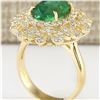 Image 3 : 5.16 CTW Natural Emerald And Diamond Ring In 14k Yellow Gold