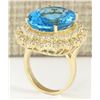 Image 3 : 18.42 CTW Natural Blue Topaz And Diamond Ring In 14k Yellow Gold
