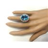 Image 4 : 18.42 CTW Natural Blue Topaz And Diamond Ring In 14k Yellow Gold