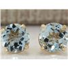 Image 1 : 2.24 CTW Natural Blue Aquamarine Earrings In 18K Yellow Gold