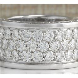 4.20 CTW Natural Diamond Ring In18K Solid White Gold
