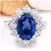 Image 1 : 6.83 CTW Natural Ceylon Sapphire 14K Solid White Gold Diamond Ring