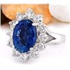 Image 2 : 6.83 CTW Natural Ceylon Sapphire 14K Solid White Gold Diamond Ring