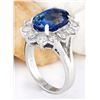 Image 4 : 6.83 CTW Natural Ceylon Sapphire 14K Solid White Gold Diamond Ring