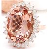 Image 2 : 13.68 CTW Natural Morganite 18K Solid Rose Gold Diamond Ring