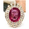 Image 1 : 8.33 CTW Natural Tourmaline 14K Solid Yellow Gold Diamond Ring