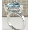 Image 3 : 6.09 CTW Natural Aquamarine And Diamond Ring In 18K Solid White Gold