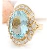 Image 2 : 5.8 CTW Natural Aquamarine 18K Solid Yellow Gold Diamond Ring