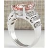 Image 3 : 5.30 CTW Natural Morganite And Diamond Ring 18K Solid White Gold