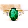 Image 1 : 4.60 CTW Natural Emerald 18K Solid Yellow Gold Diamond Ring
