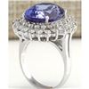 Image 3 : 11.11 CTW Natural Tanzanite And Diamond Ring 18K Solid White Gold