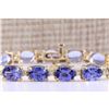 Image 1 : 29.50 CTW Natural Tanzanite And Diamond Bracelet In 14k Solid Yellow Gold