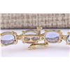 Image 2 : 29.50 CTW Natural Tanzanite And Diamond Bracelet In 14k Solid Yellow Gold