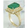 Image 4 : 5.16 CTW Emerald 18K Yellow Gold Diamond Ring
