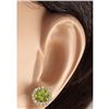 Image 3 : 3.65 CTW Natural Peridot And Diamond Earrings 14k Solid Yellow Gold