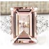 Image 1 : 7.25 CTW Natural Morganite And Diamond Ring 18K Solid White Gold
