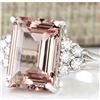 Image 2 : 7.25 CTW Natural Morganite And Diamond Ring 18K Solid White Gold