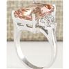 Image 3 : 7.25 CTW Natural Morganite And Diamond Ring 18K Solid White Gold