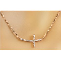 0.15 CTW Diamond 14K Rose Gold Cross Bar Necklace