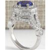 Image 3 : 2.50 CTW Natural Blue Tanzanite And Diamond Ring In Platinum