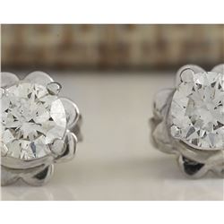 0.55 CTW Natural Diamond Earrings 18K Solid White Gold