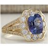 Image 2 : 3.65 CTW Natural Tanzanite And Diamond Ring In 14K Yellow Gold