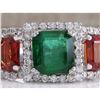 Image 1 : 3.63 CTW Natural Emerald Ad Sapphire Diamond Ring 18K Solid White Gold