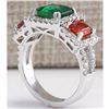 Image 3 : 3.63 CTW Natural Emerald Ad Sapphire Diamond Ring 18K Solid White Gold