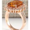 Image 3 : 6.39 CTW Natural Madeira Citrine And Diamond Ring 18K Solid Rose Gold